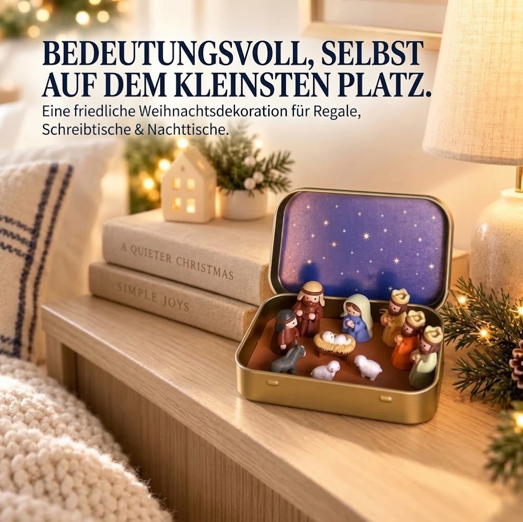 Tragbare Mini-Krippe in Metallbox – Handgefertigte Krippenfiguren im Taschenformat