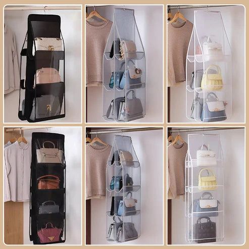 Hängende Staubschutztasche für 6 bzw. 8 große Handtaschen