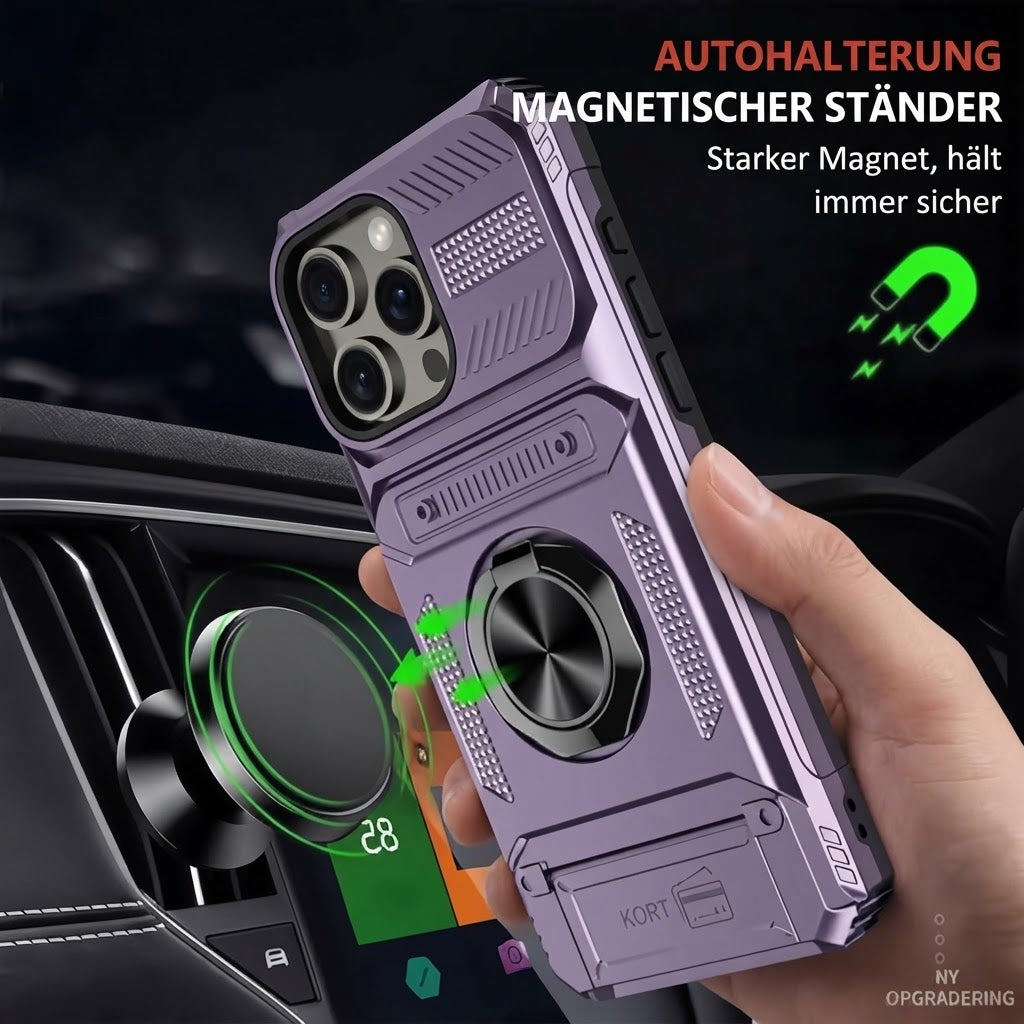 Stoßfeste iPhone-Schutzhülle mit Kartenfach und integriertem Ringhalter
