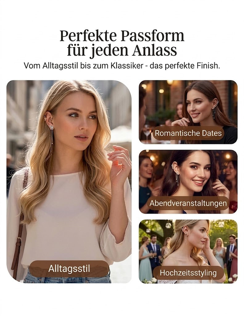 Schlichte Clip-On-Ohrringe mit Schmetterlings- und Blumenmotiven sowie Quasten – Elegant, komfortabel und ganz ohne Ohrlöcher tragbar