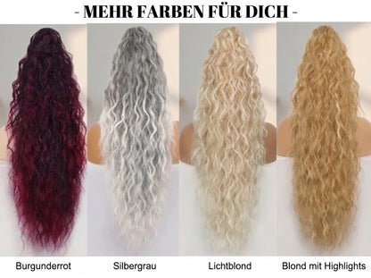 Langer welliger Pferdeschwanz-Dutt (Wasserwelle) – Klammer-Pferdeschwanz für das gesamte Haar, ideal für den Alltag und Partys