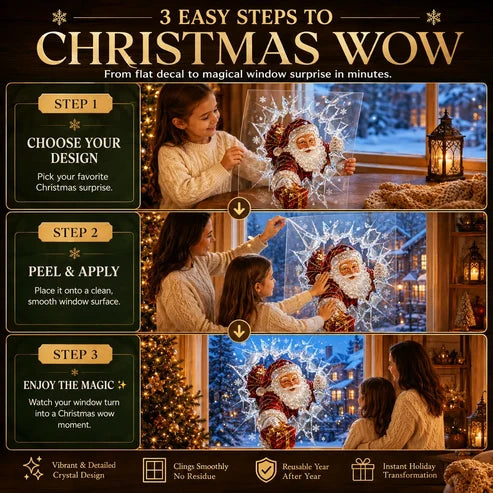 3D-Weihnachtsaufkleber mit Bruchglaseffekt