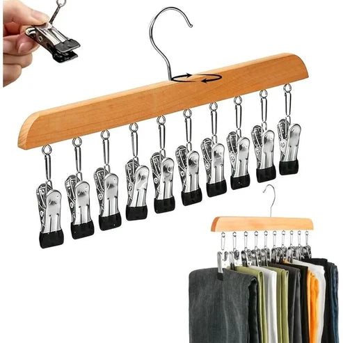 Kleiderbügel mit 10 Clips – Platzsparender Trockner für Socken und Unterwäsche
