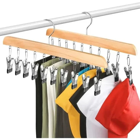 Kleiderbügel mit 10 Clips – Platzsparender Trockner für Socken und Unterwäsche