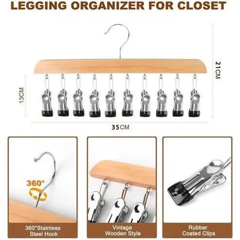 Kleiderbügel mit 10 Clips – Platzsparender Trockner für Socken und Unterwäsche
