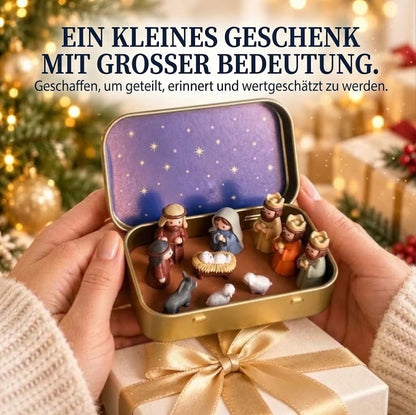 Tragbare Mini-Krippe in Metallbox – Handgefertigte Krippenfiguren im Taschenformat
