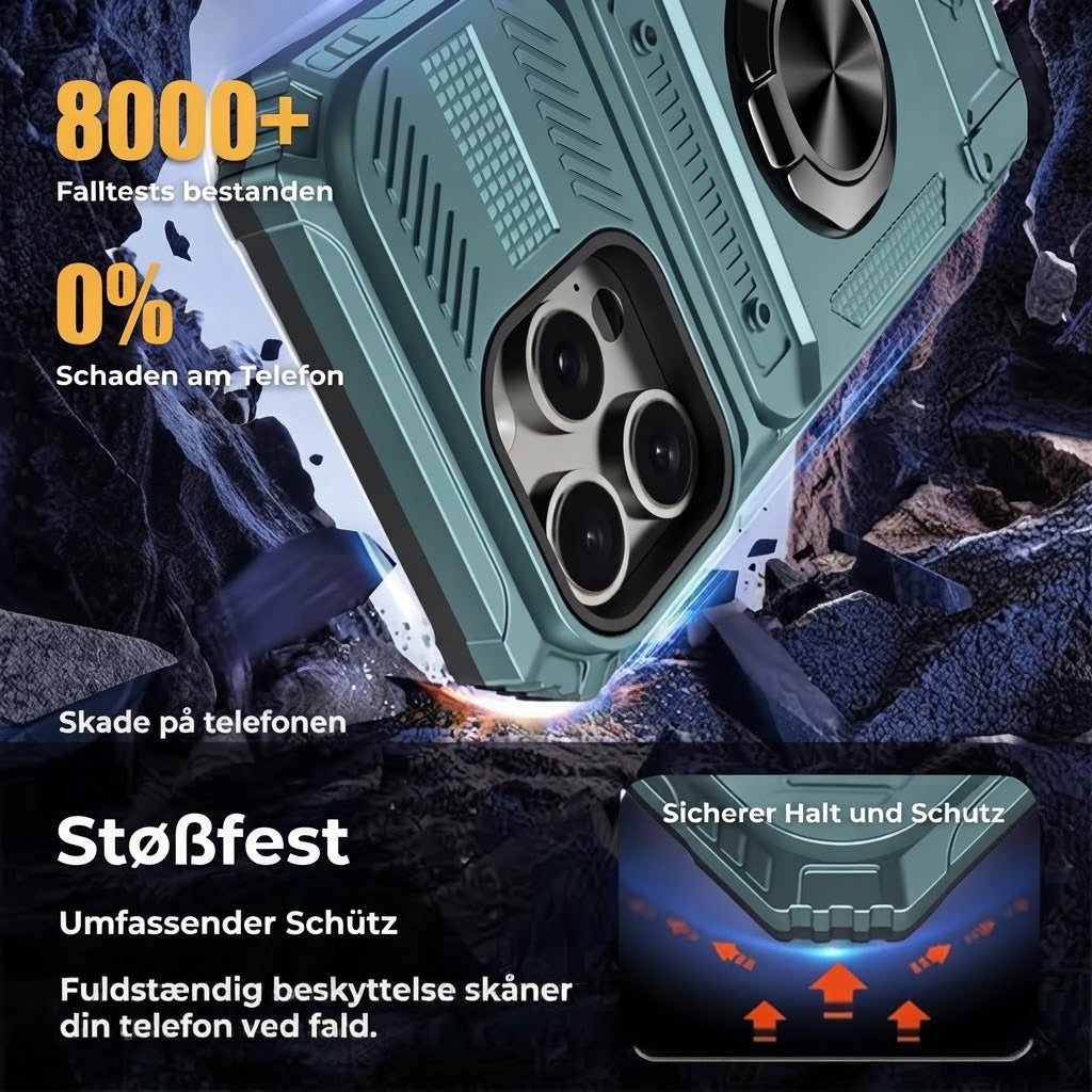 Stoßfeste iPhone-Schutzhülle mit Kartenfach und integriertem Ringhalter
