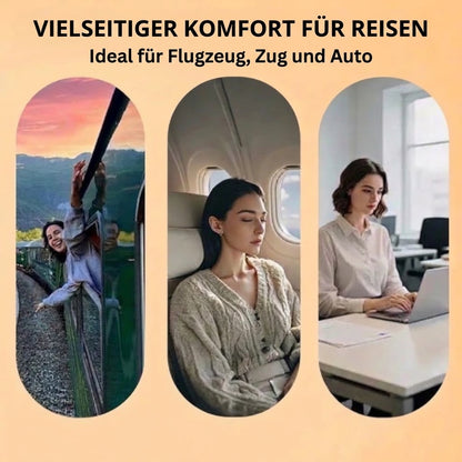Aufblasbares ergonomisches Reisekissen – Kompaktes und tragbares Nackenkissen für Flugzeug, Zug und Auto