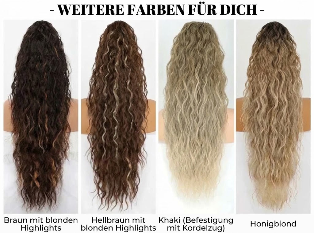 Langer welliger Pferdeschwanz-Dutt (Wasserwelle) – Klammer-Pferdeschwanz für das gesamte Haar, ideal für den Alltag und Partys