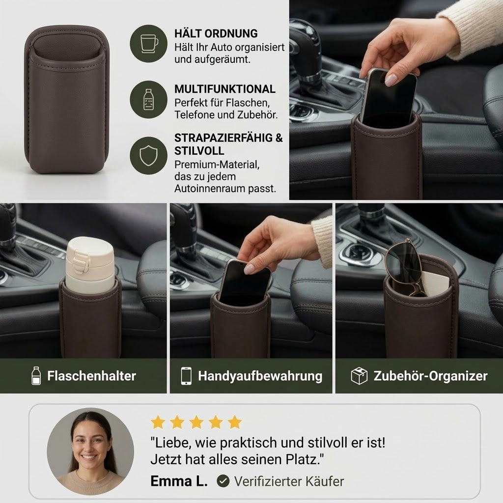 Universeller Becherhalter und multifunktionaler Auto-Organizer – Für Wasserflaschen und Zubehör