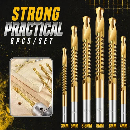 Titanbeschichtetes Spiralbohrer-Set – 6 Größen, 2-in-1 Bohren & Sägen