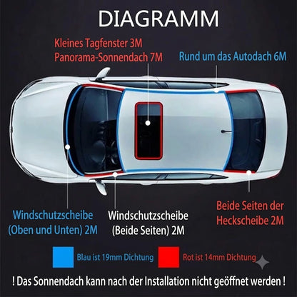 Fahrzeugspezifische, zuschneidbare Gummi-Dichtungsstreifen