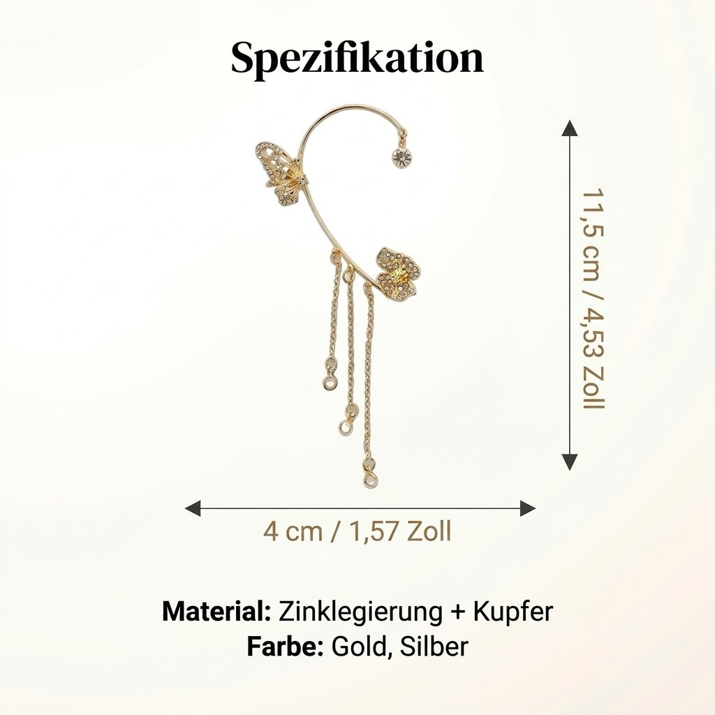 Schlichte Clip-On-Ohrringe mit Schmetterlings- und Blumenmotiven sowie Quasten – Elegant, komfortabel und ganz ohne Ohrlöcher tragbar