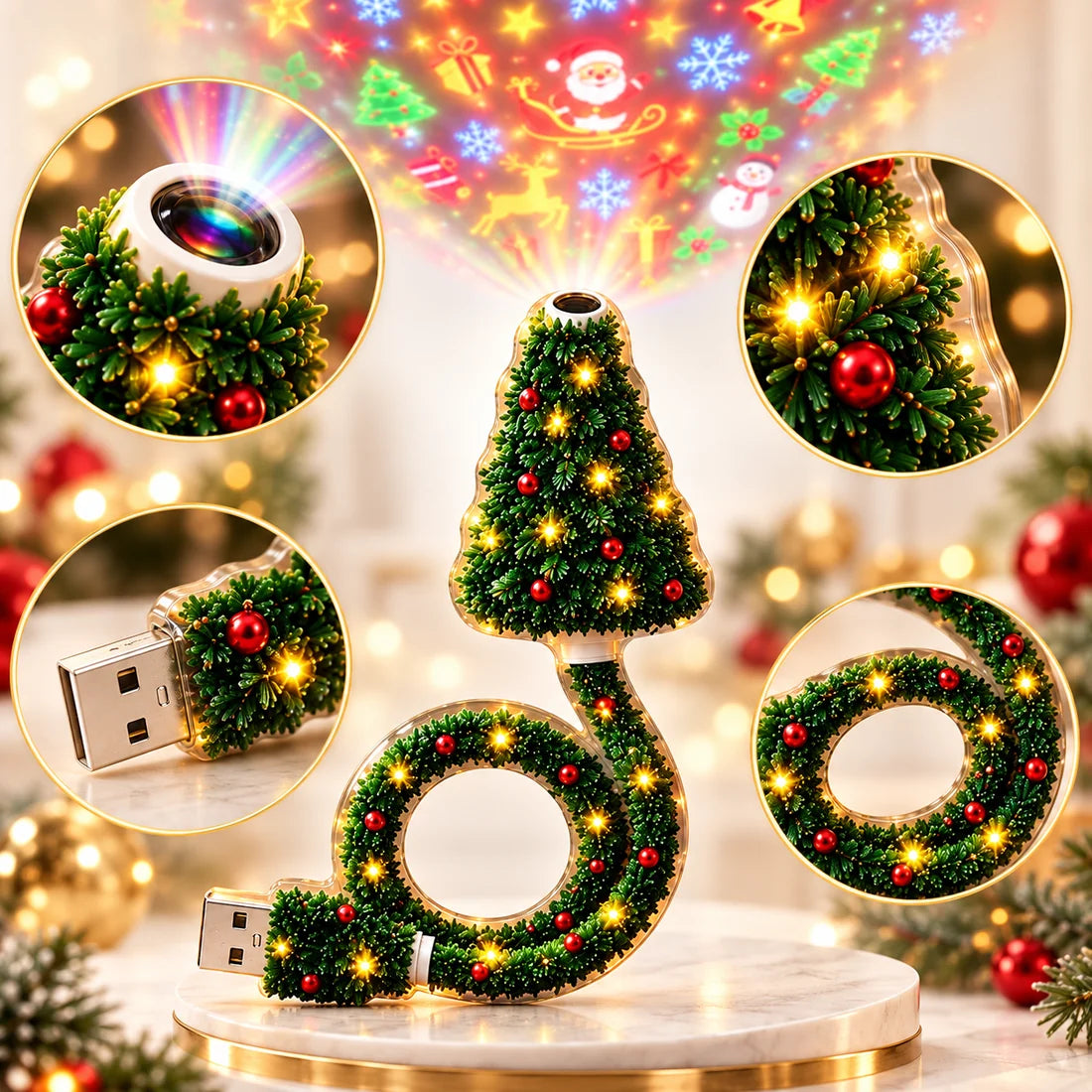 HD-USB-Weihnachtsprojektor – Zaubern Sie augenblicklich eine traumhafte Weihnachtsatmosphäre