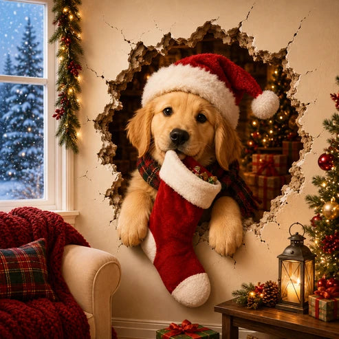 „Durchbruch“-Weihnachtsaufkleber – Kreativer 3D-Sticker für Fenster und Wände