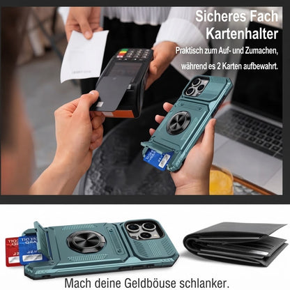 Stoßfeste iPhone-Schutzhülle mit Kartenfach und integriertem Ringhalter