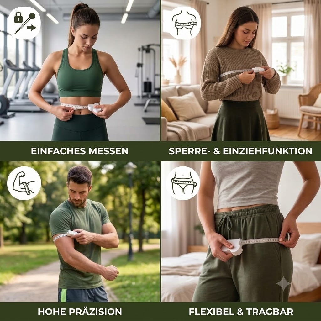 Automatisches, einziehbares 3D-Körpermaßband – Präzises Messen von Taille, Hüfte, Brust und Armen