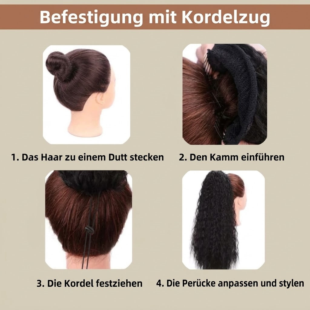 Langer welliger Pferdeschwanz-Dutt (Wasserwelle) – Klammer-Pferdeschwanz für das gesamte Haar, ideal für den Alltag und Partys