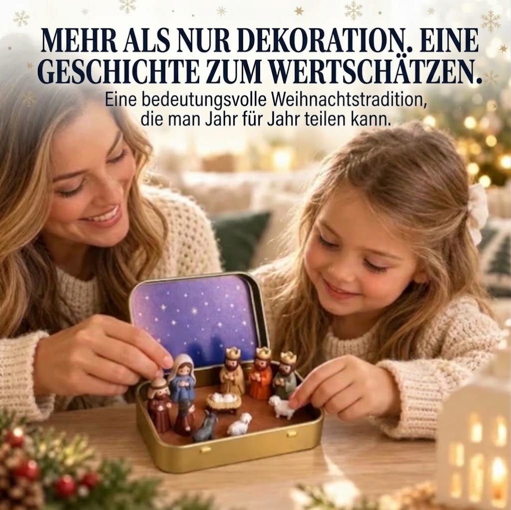 Tragbare Mini-Krippe in Metallbox – Handgefertigte Krippenfiguren im Taschenformat
