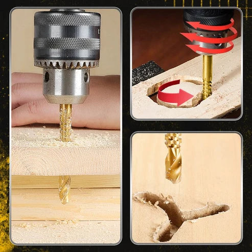 Titanbeschichtetes Spiralbohrer-Set – 6 Größen, 2-in-1 Bohren & Sägen