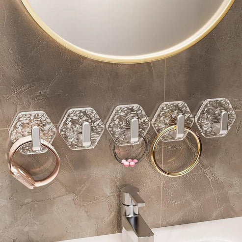 Selbstklebende Wandhaken – Hexagon-Wellen-Design (1 Set = 10 Stück)