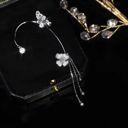 Schlichte Clip-On-Ohrringe mit Schmetterlings- und Blumenmotiven sowie Quasten – Elegant, komfortabel und ganz ohne Ohrlöcher tragbar