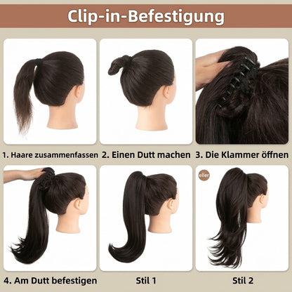 Langer welliger Pferdeschwanz-Dutt (Wasserwelle) – Klammer-Pferdeschwanz für das gesamte Haar, ideal für den Alltag und Partys