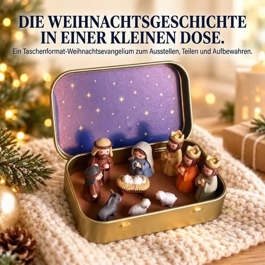 Tragbare Mini-Krippe in Metallbox – Handgefertigte Krippenfiguren im Taschenformat