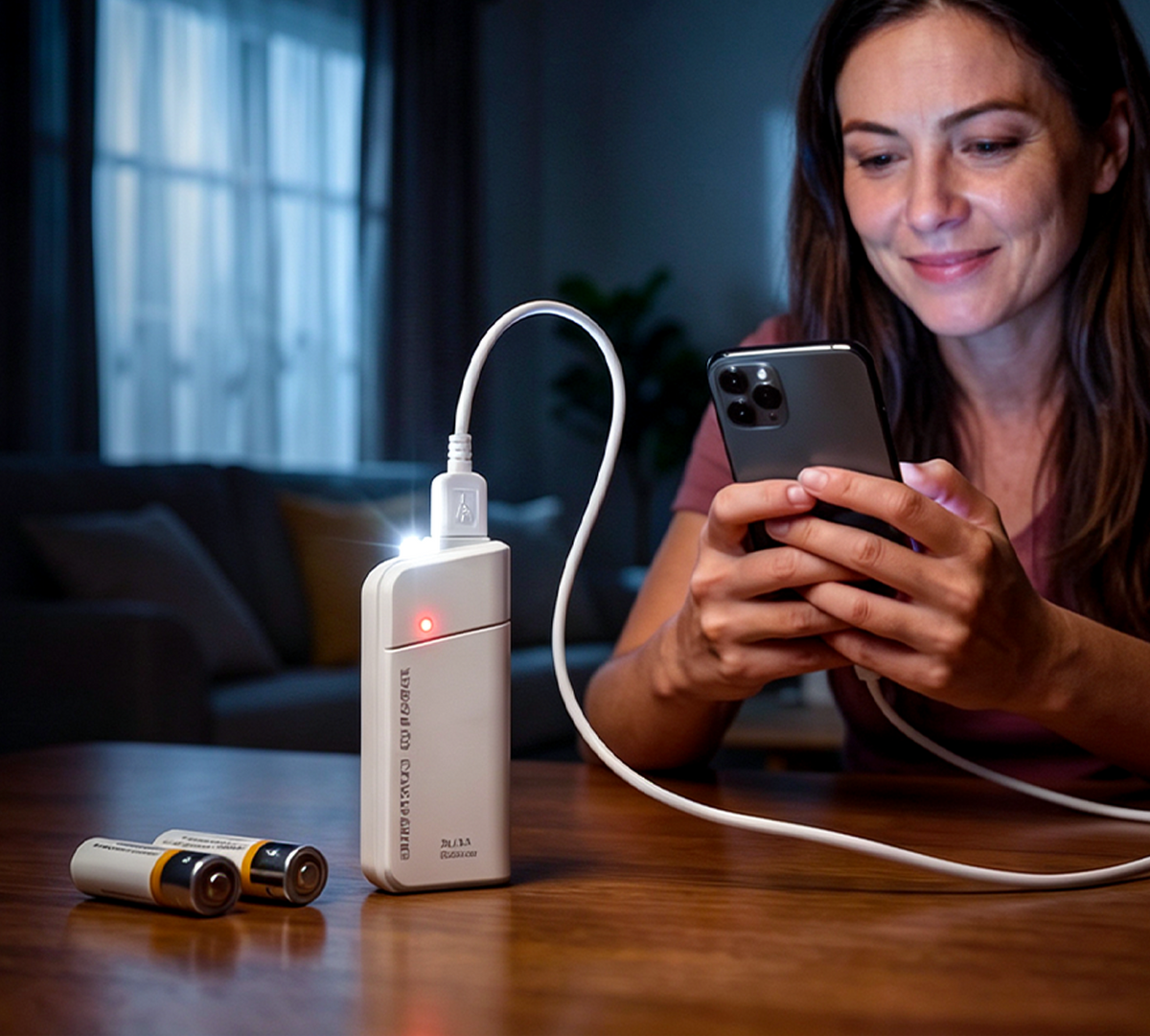 AA-Batterie-Powerbank mit LED-Taschenlampe – Zusätzliche Energie für Ihr Smartphone im Notfall