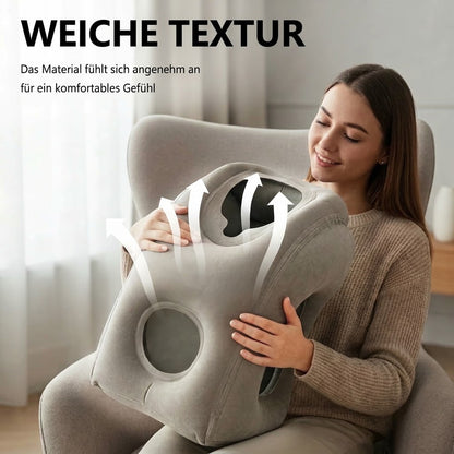 Aufblasbares ergonomisches Reisekissen – Kompaktes und tragbares Nackenkissen für Flugzeug, Zug und Auto