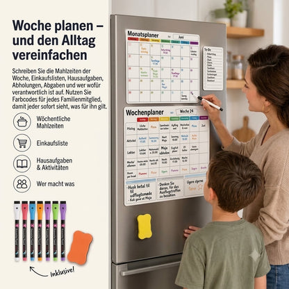 Magnetischer Familienplaner – Monats-, Wochen- und Tagesplaner