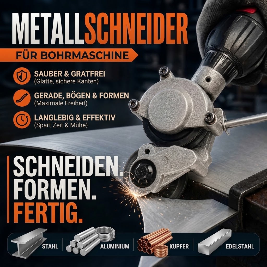 Blechschneide-Aufsatz für Bohrmaschinen – Elektrische Metallschere & Blechschneider