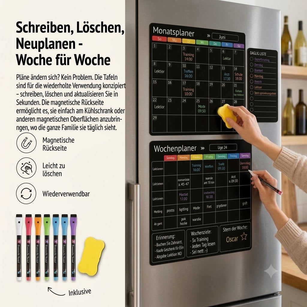 Magnetischer Familienplaner – Monats-, Wochen- und Tagesplaner