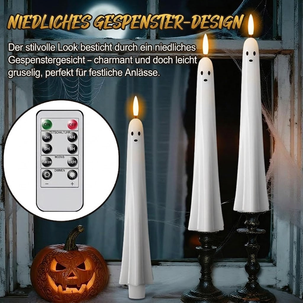 Fernbedienbare LED-Geisterkerzen mit 3D-Flamme | 1 Set (2 Stück)
