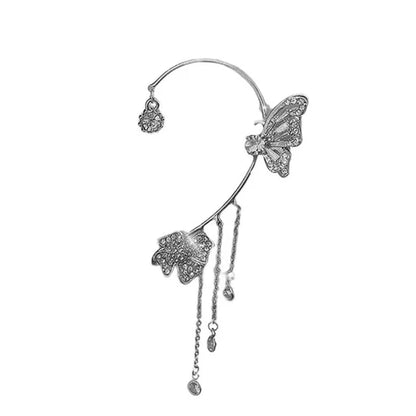 Schlichte Clip-On-Ohrringe mit Schmetterlings- und Blumenmotiven sowie Quasten – Elegant, komfortabel und ganz ohne Ohrlöcher tragbar