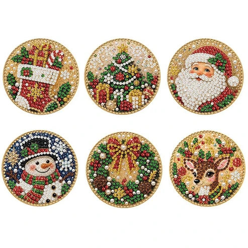 6er-Set DIY-Diamantmalerei-Set für Weihnachtsdekorationen