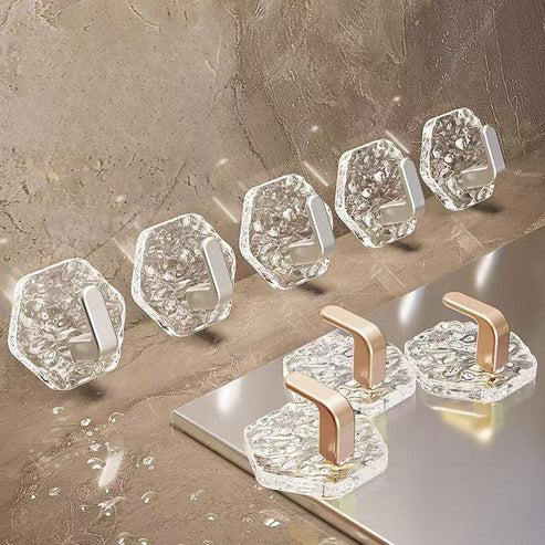 Selbstklebende Wandhaken – Hexagon-Wellen-Design (1 Set = 10 Stück)
