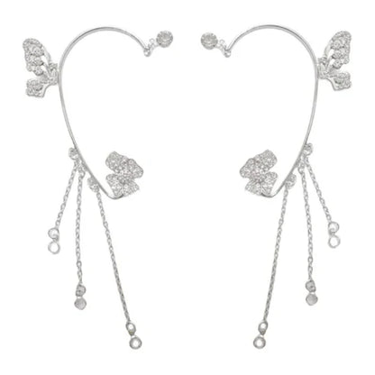 Schlichte Clip-On-Ohrringe mit Schmetterlings- und Blumenmotiven sowie Quasten – Elegant, komfortabel und ganz ohne Ohrlöcher tragbar