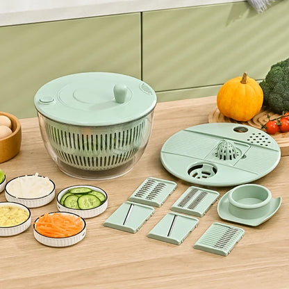 9-in-1 Manueller Zerkleinerer für Salate und Gemüse mit Schleuderfunktion