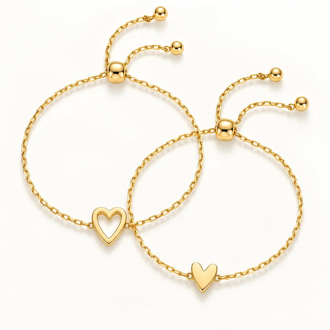 Herz-Armband-Set – 14K vergoldetes Herzarmband