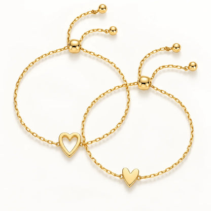 Herz-Armband-Set – 14K vergoldetes Herzarmband