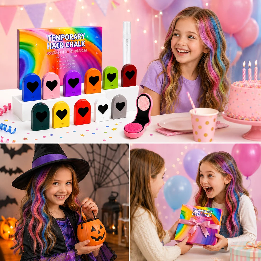 ColorPop Haar kreide-Stifte – 12 auswaschbare Farben
