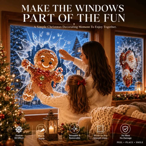 3D-Weihnachtsaufkleber mit Bruchglaseffekt