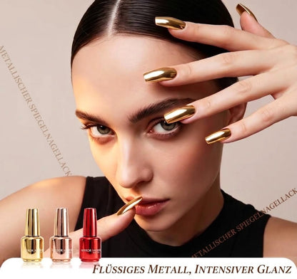 Glänzender Nagellack mit Metallic-Textur und Spiegeleffekt