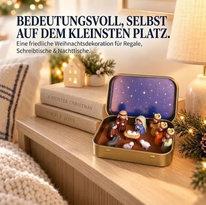Tragbare Mini-Krippe in Metallbox – Handgefertigte Krippenfiguren im Taschenformat