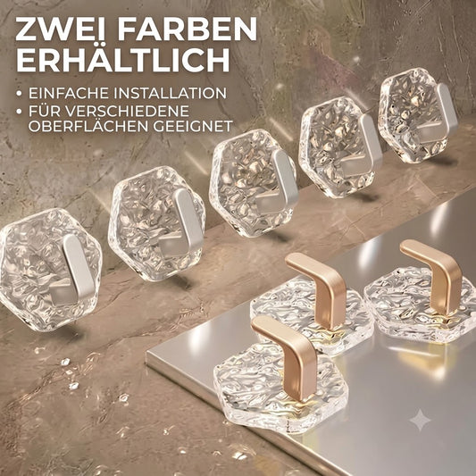 Selbstklebende Wandhaken – Hexagon-Wellen-Design (1 Set = 10 Stück)