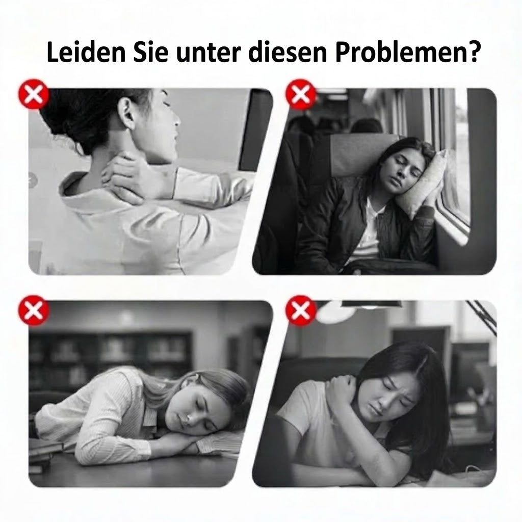 Aufblasbares ergonomisches Reisekissen – Kompaktes und tragbares Nackenkissen für Flugzeug, Zug und Auto