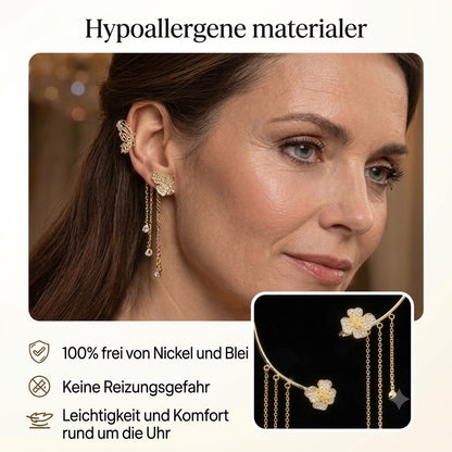 Schlichte Clip-On-Ohrringe mit Schmetterlings- und Blumenmotiven sowie Quasten – Elegant, komfortabel und ganz ohne Ohrlöcher tragbar