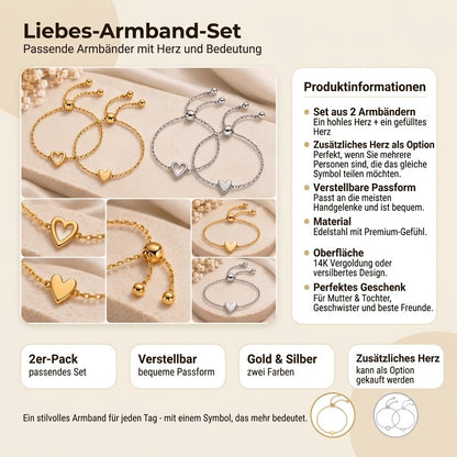 Herz-Armband-Set – 14K vergoldetes Herzarmband