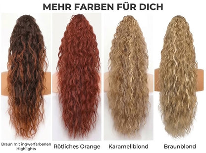 Langer welliger Pferdeschwanz-Dutt (Wasserwelle) – Klammer-Pferdeschwanz für das gesamte Haar, ideal für den Alltag und Partys